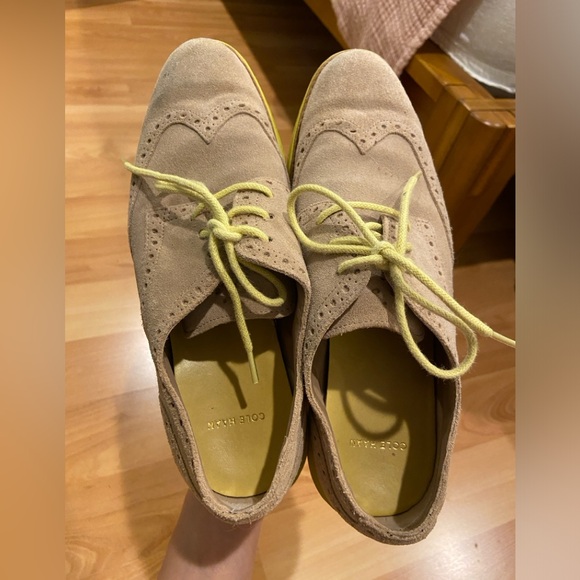 Cole Haan Lunargrand Wingtip Oxford Shoes Tan and Yellow size 7 - Picture 4 of 9